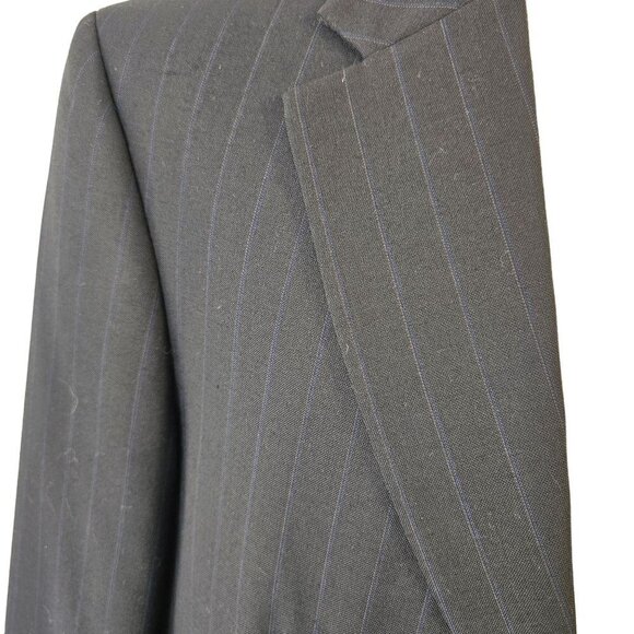 TownCraft JC Penny Navy Blue Pinstripe 2 Button Sport Coat Poly Wool Size 38S - Picture 8 of 11